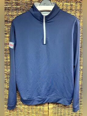 Peter Millar-Crown Sport-Navy Quarter-Zip- Barstool Chicago-Right arm-Medium